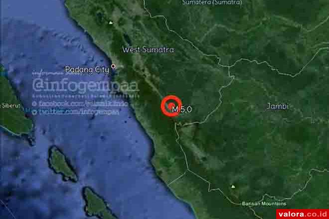 Prakiraan lokasi gempa di Solsel. (@infogempaa)