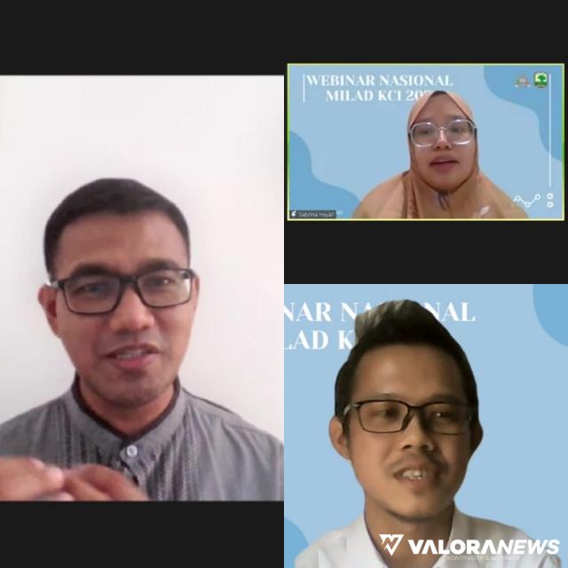 Dua pembicara webinar yang digelar KCI FMIPA Unand, Sabrina Hayati dan Romy Dwipa Yamesa A beserta moderator webinar nasional dengan topik &#039;Study Abroad: Why and How to?&#039; Ahad (5/9/2021). (istimewa)