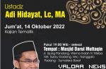 Flyer kajian Ustad Adi Hidayat di Padang.