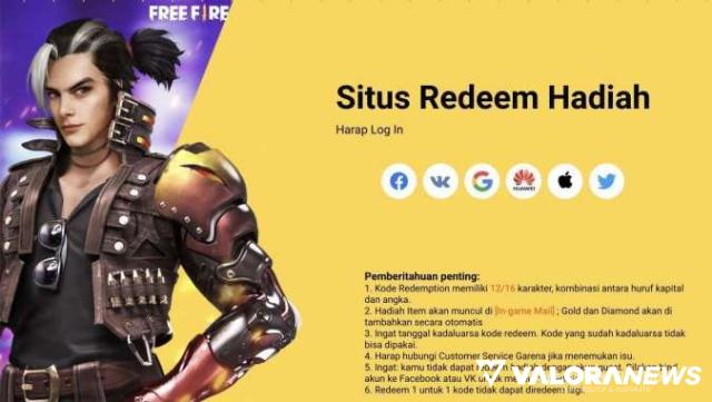 Tampilan situs klaim kode redeem FF, reward.ff.garena.