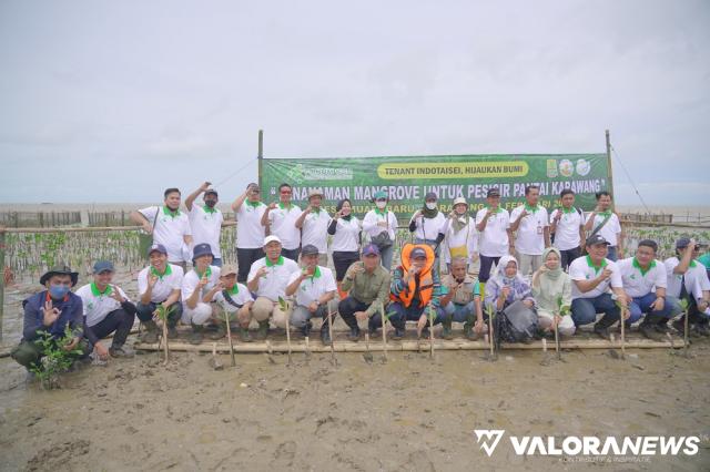 Bio Farma bersama 31 perusahaan lainnya yang tergabung dalam Forum CSR Tenant Indotaisei berkolaborasi dalam pelestarian lingkungan dengan melakukan Penanaman Mangrove di Pesisir Pantai Karawang. (humas)