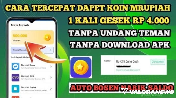 Ilustrasi MRupiah aplikasi penghasil uang, sehari main bisa dapat Rp160 ribu. (Foto: Youtube Gratisan Valid)