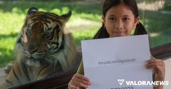 Kampanye pentingnya penyelematan habit Harimau Sumatera sebagi satu-satunya subspesies yang masih ada di Indonesia, digagas Yayasan Jejak Harimau Sumatera dengan pengelola TMSBK, Sabtu. (istimewa)