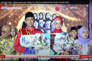 Uda dan Uni Duta Wisata Agam tahun 2023, Maulana Ihsan dan Justine Nailah. (humas)