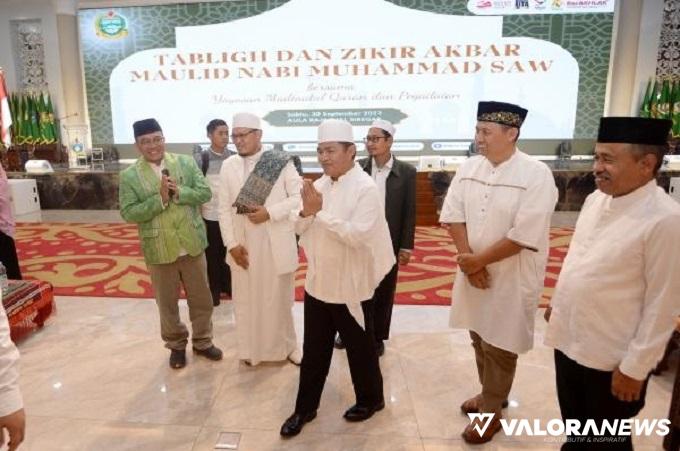 Pj Gubernur Sumut, Hassanudin pada acara Tabligh dan Zikir Akbar Maulid Nabi Muhammad SAW bersama Yayasan Madinatul Quran dan Pegadaian di Aula Raja Inal Siregar Lt 2 Kantor Gubernur, Medan, Sabtu. (humas)