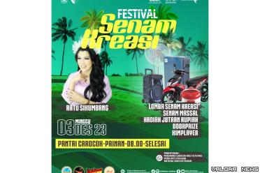 Lomba Senam Kreasi berhadiah puluhan juta rupiah. Event ini juga tidak dipungut uang pendaftaran, alias gratis. Foto: Dok Pokdarwis Carocok Painan