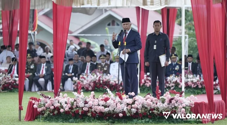 Gubernur Sumbar, Mahyeldi jadi upacara Peringatan Peristiwa Situjuah ke-76 di Lapangan Chatib Soelaiman, Lurah Kincia, Situjuah Batua, Rabu. (humas)