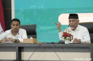 Gubernur Sumbar, Mahyeldi bersama Vasko Ruseimy (Wagub Sumbar) pada Musrenbang RKPD Tahun 2026, beberapa waktu lalu. (humas)