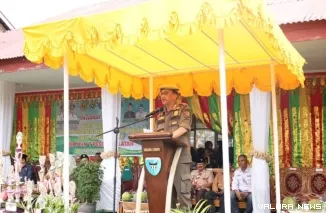 Bupati Hendrajoni membuka Lomba Tangkas Pramuka Penggalang (LTP2), di MTsN 7 Pesisir Selatan, Nagari (Desa Adat) Lumpo, Rabu (30/4/2025). FOTO: Dok Bidang Prokopim Pemkab Pessel