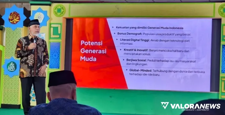 Gubernur Sumbar, Mahyeldi jadi keynote speaker pada kuliah umum tentang kepemudaan kepada ratusan mahasiswa di Universitas Muhammadiyah Riau, Rabu. (humas)