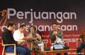 Dialog Perjuangan dan Kebangsaan hadirkan narasumber, Wakil Menteri ESDM, Yuliot Tanjung, Prof Dr Meutia Farida Hatta, Komjen Pol (Purn) Boy Rafli Amar, Hasril Chaniago serta Arief Malin Mudo dipandu moderator Eka Vidya Putra, di Bukittinggi, Sabtu. (hamr