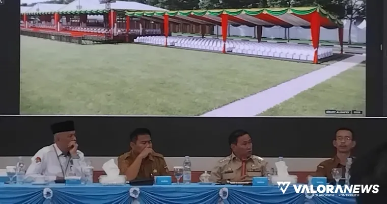 Wako Bukittinggi, Ramlan Nurmatias memberikan arahan pada rapat koordinasi ketiga persiapan pelakaanaan MTQ Nasional ke-41 Tingkat Sumbar di Bukittinggi, Selasa. (humas)