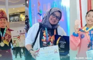 Atlet Bukittinggi penerima penghargaan dari Pemko terkait prestasi mereka di ajang FORNAS VIII tahun 2025 yang digelar di Nusa Tenggara Barat, 26 Juli-1 Agustus 2025. (humas)