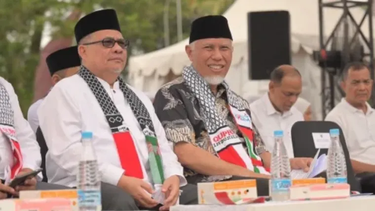 Ketua DPRD Sumbar, Muhidi hadir pada Aksi damai yang bertajuk Aksi Bela Palestina, Ahad.
