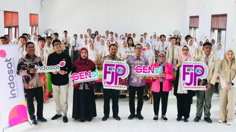80 Orang Pelajar Perempuan Mengikuti Workshop Literasi Digital yang Digelar Indosat dan FJPI Sumatera Utara, di SMA Negeri 6 Binjai, Kamis (9/10/2025)