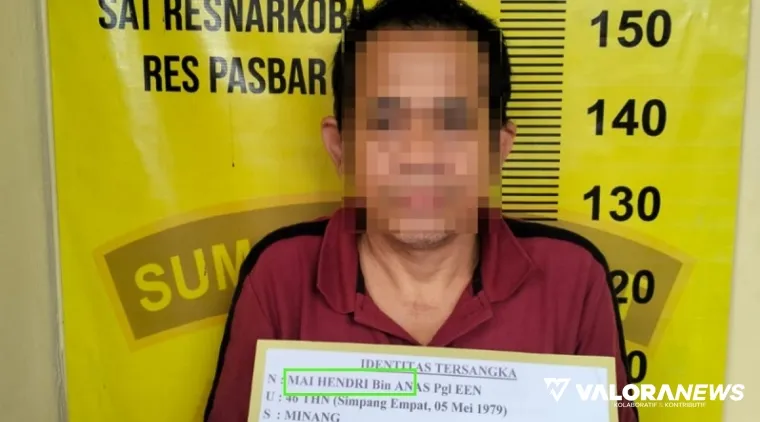 Tersangka pengedar sabu di Jorong Rimbo Janduang Nagari Lingkungan Aua Baru, MH (46). (humas)