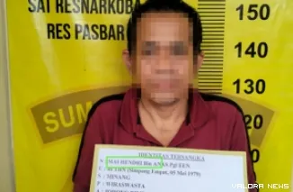 Tersangka pengedar sabu di Jorong Rimbo Janduang Nagari Lingkungan Aua Baru, MH (46). (humas)