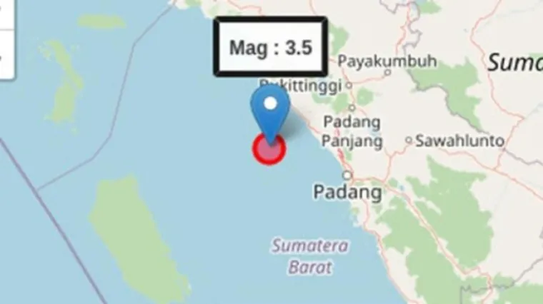 Titik gempa yang berpusat di Pariaman. (Dok. BMKG Padang Panjang)