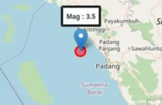 Titik gempa yang berpusat di Pariaman. (Dok. BMKG Padang Panjang)