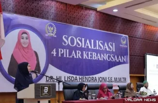 Lisda Hendrajoni, anggota MPR RI, dua periode ---(2019 - 2024 & 2024 - 2029)--- menggelar Sosialisasi Empat Pilar Kebangsaan, di Padang, Sumatera Barat, Sabtu, 7 Februari 2026. FOTO: Dok Balai Jurnalis Pesisir Selatan