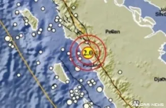 Gempa bumi berkekuatan Magnitudo 2,0 melanda wilayah Pariaman. (Dok. BMKG)