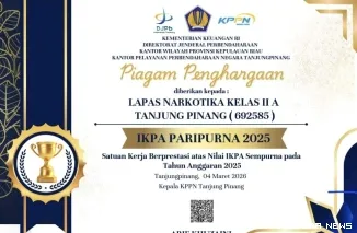 Piagam Penghargaan IKPA Paripurna 2025, yang Diterima Lapas Narkotika Kelas IIA Tanjungpinan(*)