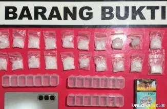Barang bukti dari penggerebekan rumah penyimpanan sabu di Jorong Jambu Nagari Saok Laweh Kecamatan Kubung Kabupaten Solok oleh Satresnarkoba Polres Solok. (Dok. Ist)