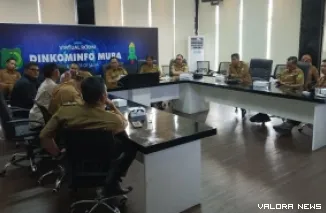 Plt Kepala Dinas Komunikasi dan Informatika Muba, Daud Amri memimpin rapat pembahasan penerapan Work From Anywhere (WFA) bagi aparatur sipil negara (ASN), Kamis. (humas)