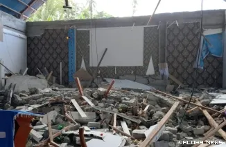 Reruntuhan bangunan akibat gempa. (Dok. Ist)