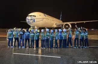 Penerbangan kloter 11 Embarkasi Padang menutup pemberangkatan gelombang 1 (Dok. Kemenhaj Sumbar)