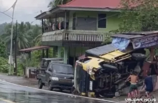 Kondisi truk Mitsubishi Colt Diesel pasca Kecelakaan. (Dok. Ist)