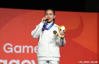 Indonesia kembali menambah pundi medali emas Asian Games Aichi-Nagoya 2026. Kali ini diukir atlet panjat tebing putri Desak Made Rita Kusuma dengan catatan waktu 6,062 detik.(foto:Gilang/kemenpora.go.id)