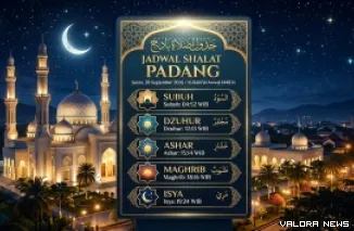 Infografis jadwal shalat Kota Padang 28 September 2026.