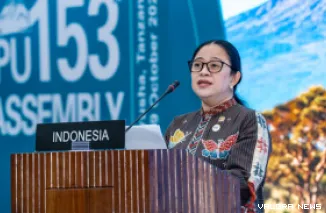 Ketua DPR RI, Puan Maharani saat memberikan sambutannya pada Sidang Umum Inter-Parliamentary Union (IPU) ke-153 di Arusha, Tanzania, Kamis. (humas)