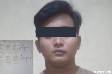 Tersangka Rian saat di amankan pihak kepolisian beserta barang bukti