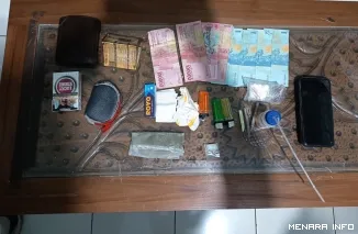 Barang bukti penangkapan terduga pengedar narkoba oleh Unit Intel Kodim 0304/Agam