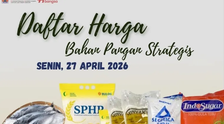 Daftar Harga Bahan Pangan Strategis di Padang, Senin (27/4/2026)