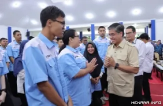 Menteri Ketenagakerjaan Yassierli buka Pelatihan Vokasi Nasional (PVN) Batch I Tahun 2026 di Balai Besar Pelatihan Vokasi dan Produktivitas (BBPVP) Bekasi, Rabu. (humas)