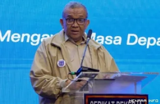 Wakil Menteri Ketenagakerjaan, Afriansyah Noor berikan arahan pada Rapat Kerja Nasional Serikat Pekerja Sucofindo di Jakarta, Rabu. (humas)