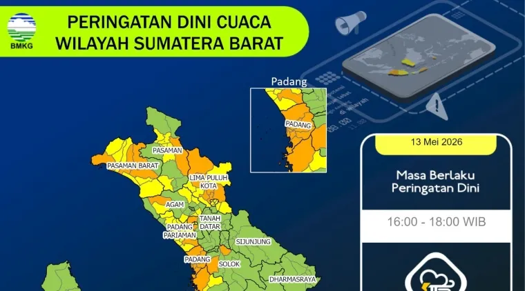 Peringatan Dini Cuaca Ekstrem dari BMKG Padang (")