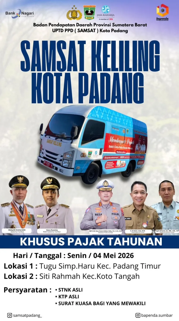 Jadwal Pelayanan Samsat Keliling, Senin (4/5/2026)