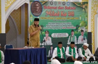Wali Kota Padang Fadly Amran Menghadiri Peringatan Hari Ulang Tahun (HUT) ke-98 Persatuan Tarbiyah Islamiyah (PERTI) di Masjid Agung Nurul Iman, Selasa (5/5/2026).