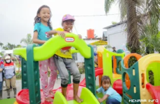 Tempat bermain bagi anak, juga bagian dari fokus pembangunan Huntap. (dok bsi maslahat)