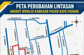 Peta Rekayasa Lalu Lintas Saat Pengerjaan Revitalisasi Pasar Raya Padang (*)