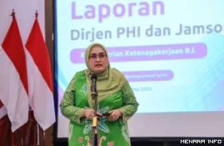 Direktur Jenderal Pembinaan Hubungan Industrial dan Jaminan Sosial Ketenagakerjaan (PHI dan Jamsos) Kemnaker, Indah Anggoro Putri. (humas)