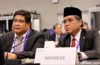 Menaker Yassierli saat menghadiri Sidang Pleno Konferensi Perburuhan Internasional atau International Labour Conference (ILC) ke-114 di Jenewa, Swiss. (humas)
