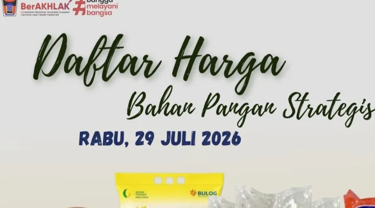 Daftar Harga Bahan Pangan Strategis di Padang, Rabu (29/7/2026).