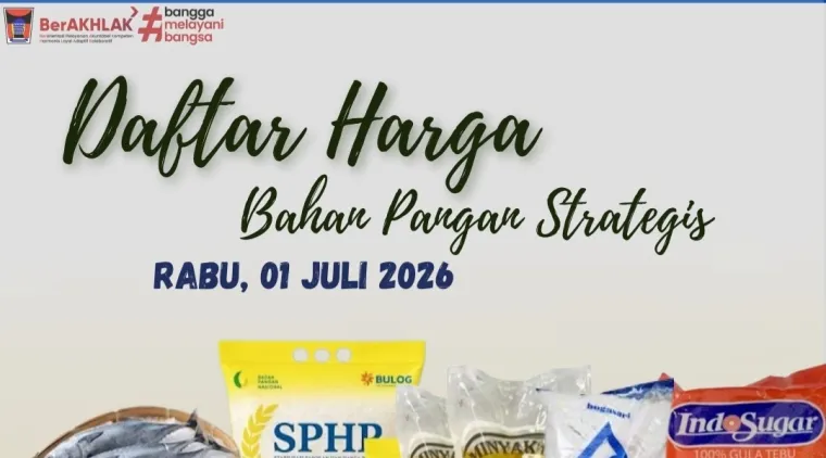 Daftar Harga Bahan Pangan Penting, Rabu (1/7/2026)