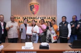 Wakil Menteri Ketenagakerjaan (Wamenaker) Afriansyah Noor pada acara Mediasi Perkara Ketenagakerjaan antara PT Amos Indah Indonesia dan 134 Eks pekerjanya, di Jakarta, Kamis (23/7/2026). (humas)