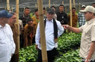 Mentan Amran Sulaiman saat meninjau sentra perkebunan kopi di Bener Meriah, Aceh. (humas)